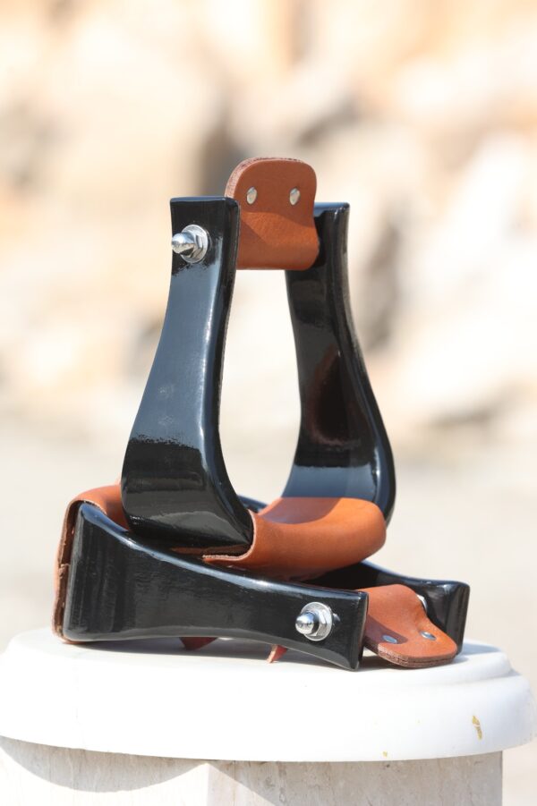 DarkRidge Inlay Western Stirrups | Handmade Walnut Wood with Pinstripe Detail
