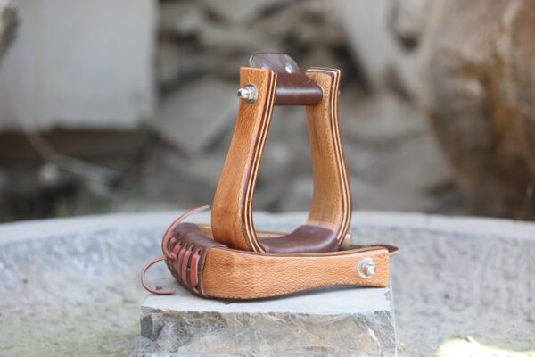 OakRide Classic Western Stirrups | Handcrafted Oak Wood with Leather Tread
